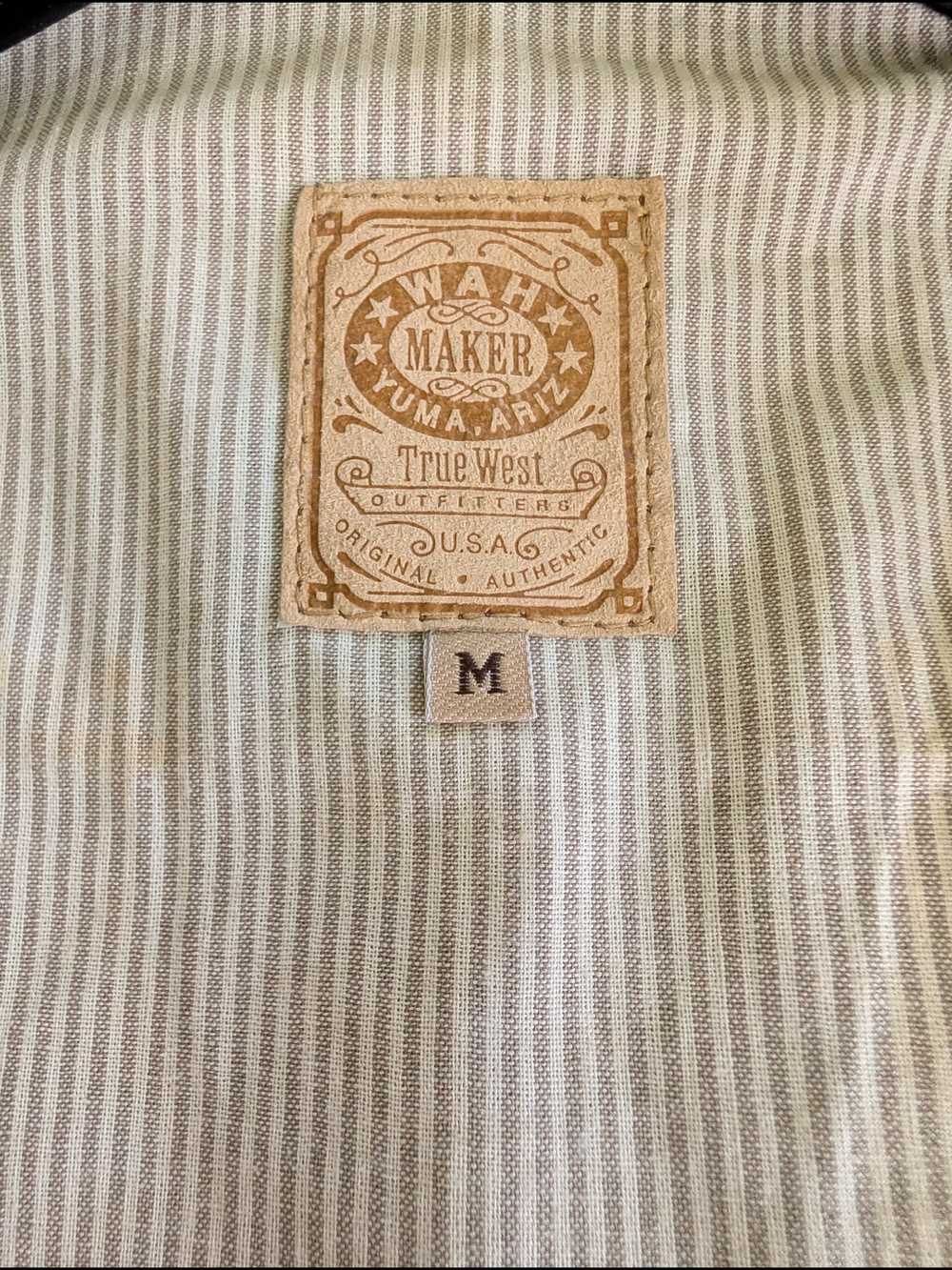 Wah Maker NWOT Leather Canvas Frontier Western Vest Mens Medium - Picture 3 of 5